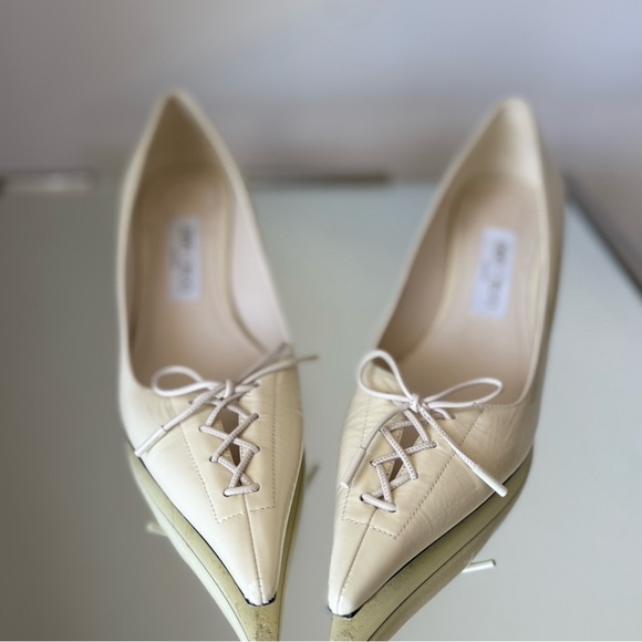 EUC JIMMY CHOO Scarlett 50 lace-up patent-leather pointed-toe pumps 38 $1,075 - Picture 8 of 16